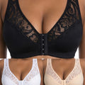 Push Up BH - 3-Delige Kanten BH Set met Voorsluiting