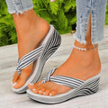 Sarah - Sleehak Slippers Met Gestreept Design