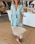 V hals bloemenjurk - Elegante Bloemenprint Jurk