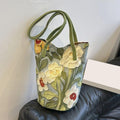 Bloementas - Canvas Bucket Tas Met Grote Opbergruimte