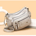 Leren Schoudertas Dames - Ruime Crossbody Tas met Meerdere Vakken