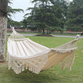 Hangmat - Luxe Dubbele Canvas Hangmat met Franjes