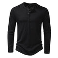 Lange Mouwen Shirt - Casual Henley met Knoopsluiting - Norvex