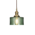 Vintage Glazen Hanglamp - Geribbelde Kap Met Goudkleurig Accent