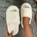 Camilla - Dames Slippers met Zachte Pluche Afwerking en Open Teen