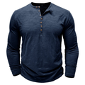 Ethan - Henley Shirt Heren met Lange Mouwen en Zachte Gebreide Stof