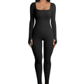 Veronica - Shapewear Jumpsuit Dames met Vierkante Hals en Lange Mouwen