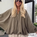 Helena - Oversized Jas Dames met Ballonzoom en Wijde Mouwen