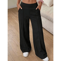 Stefania - Dames Broek met Hoge Taille, Wijde Pijpen en Praktische Zakken