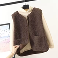 Elise - Winter Fleece Gilet Dames met Knopen en Contrasterende Bies