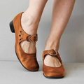 Mona - Leren Pumps Dames met Lage Hak en Ronde Neus