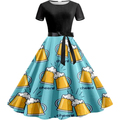 Vesna - Oktoberfest Jurk met Bierpulprint en Tailleband