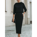 Roxani - Dames Tweedelige Set met Boothals Top en Elegante Midi Rok