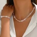Ketting - Gevlochten Bladschakel Sieradenset - Aurivelle